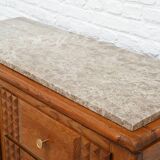 Oak Sculpted Art Deco Cabinet by Charles Dudouyt France, 1930s