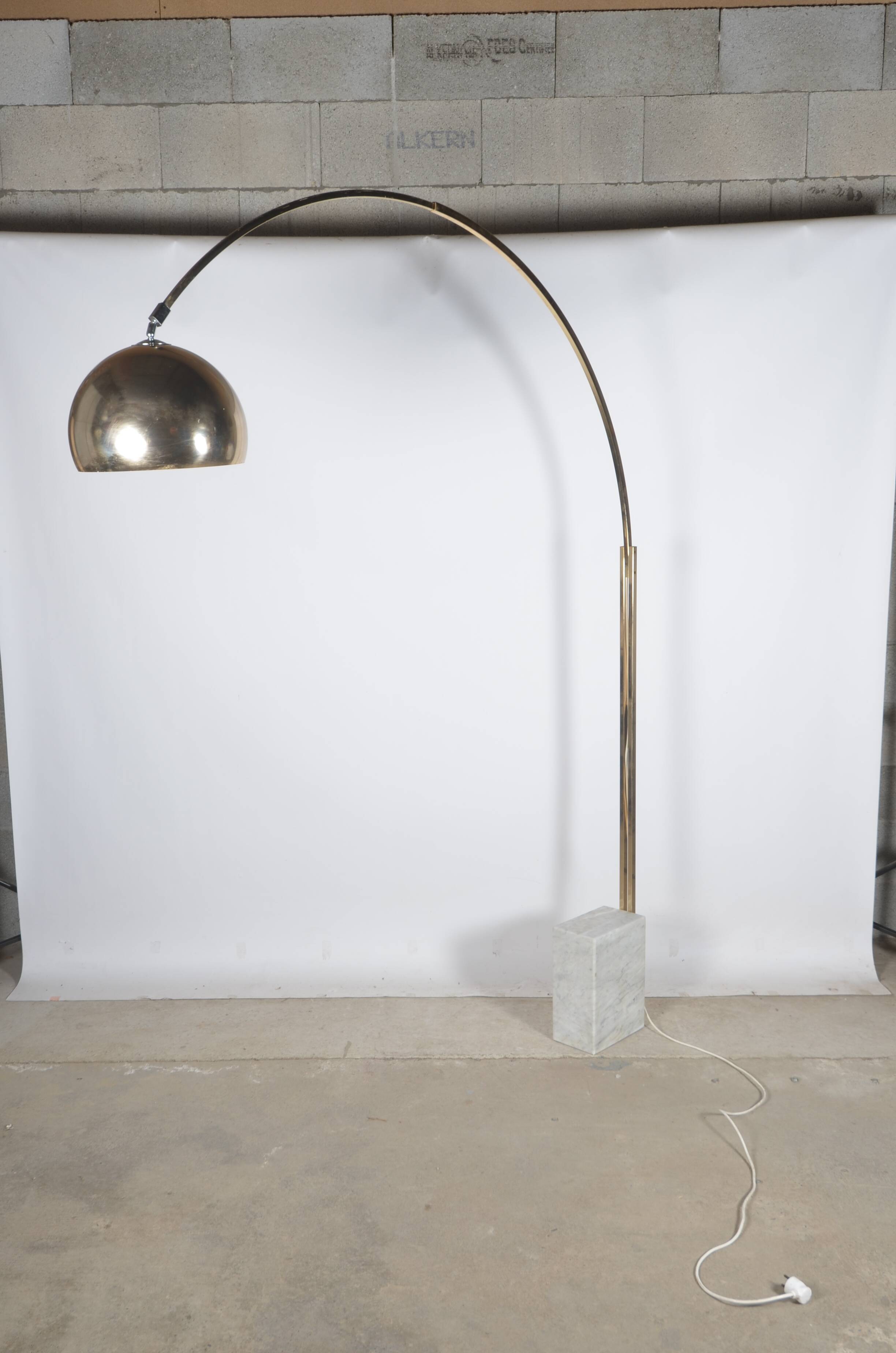 Arc floor lamp, marble feet.