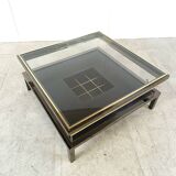 Table basse vintage coulissante en verre, 1970