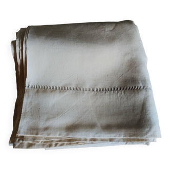 Old sheet never used Pure ecru linen - 235 x 280 cm
