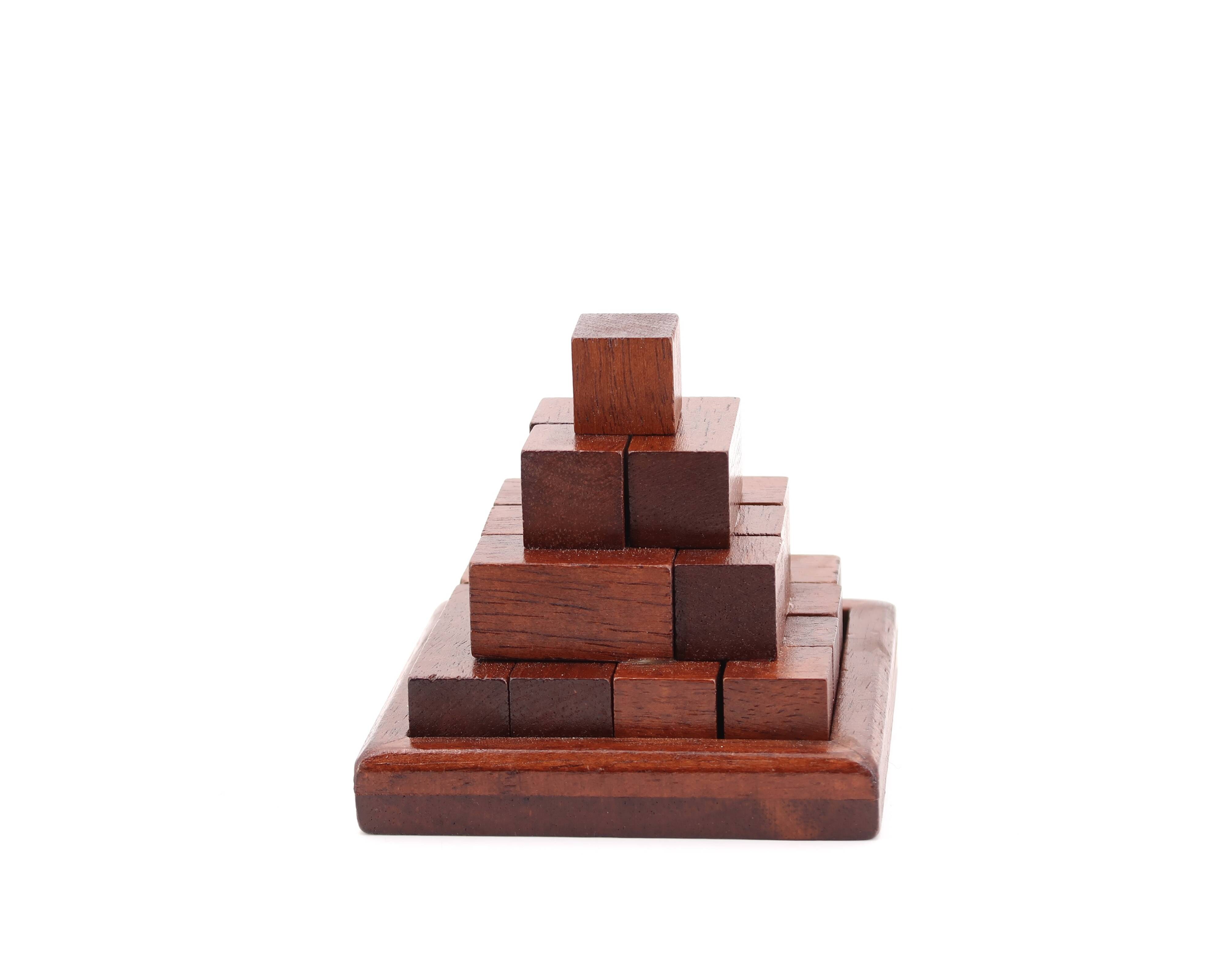Wooden pyramid paperweight, 1970s