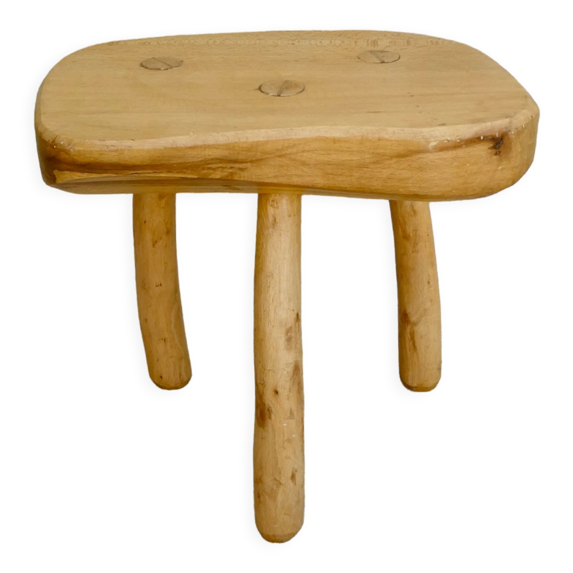 Solid wood tripod stool, 70s