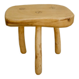 Solid wood tripod stool, 70s