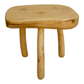 Tabouret tripode en bois massif, années 70