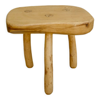 Tabouret tripode en bois massif, années 70