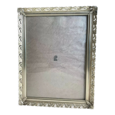 Cadre métal vintage argent coloré 26,5 cm x 20 cm verre convexe