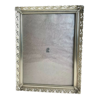 Metal vintage silver colored frame 26.5 cm x 20 cm  convex glass