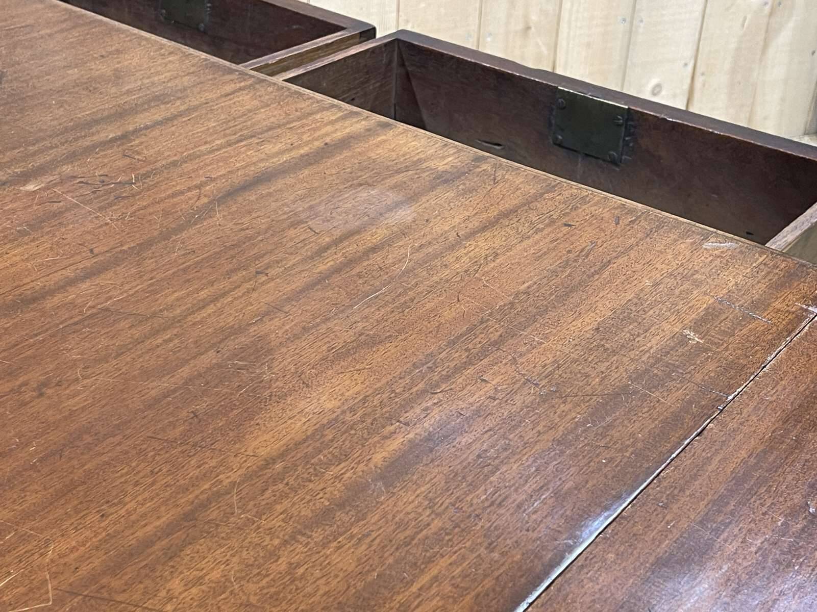 Table bureau anglaise en acajou XIXème avec 2 tiroirs