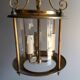 Antique entrance hall lantern - 3 lights - brass & convex glass
