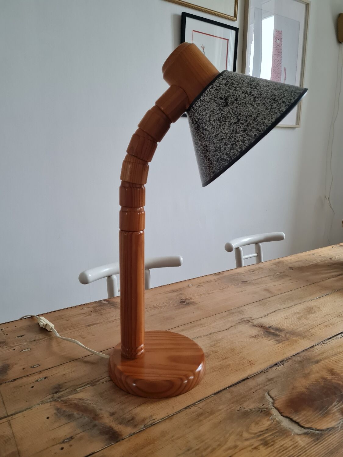 Scandinavian articulated pine lamp