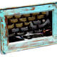 Mirror Wood Old Teak Patina Blue 56x3x39cm 21