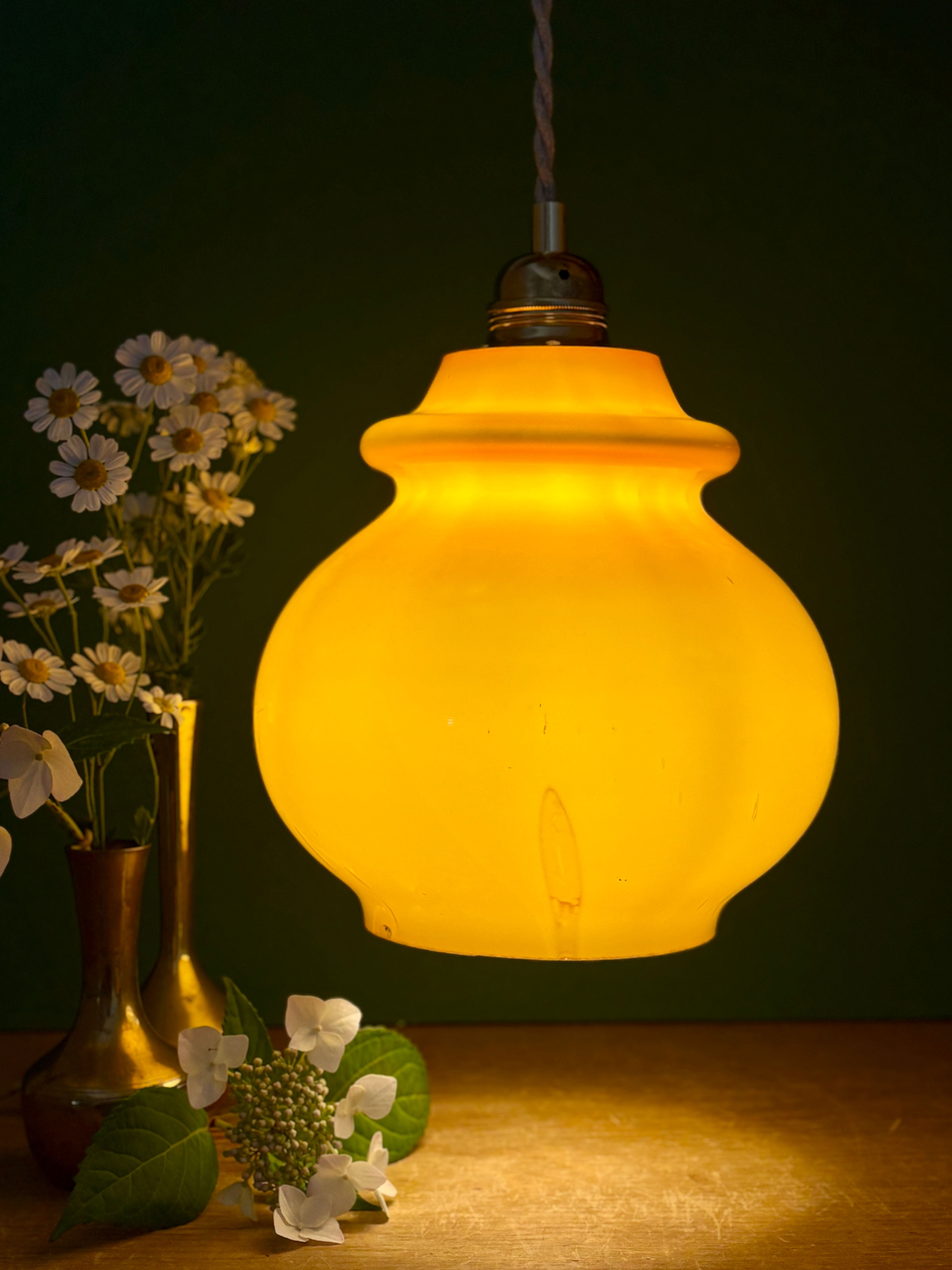 Vintage orange opaline suspension globe