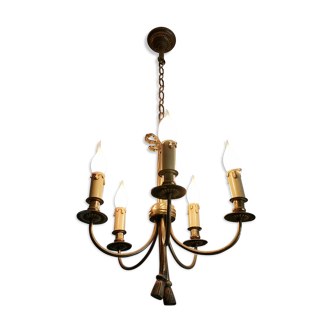 chandelier 5 branches brass