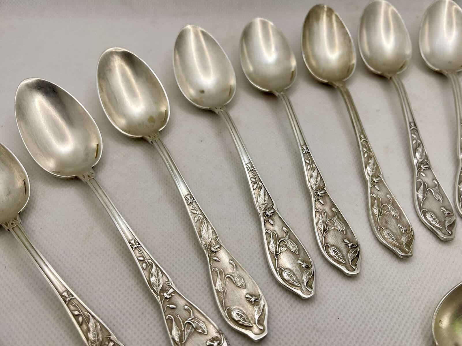 Set of 12 BOULENGER silver-plated metal dessert spoons