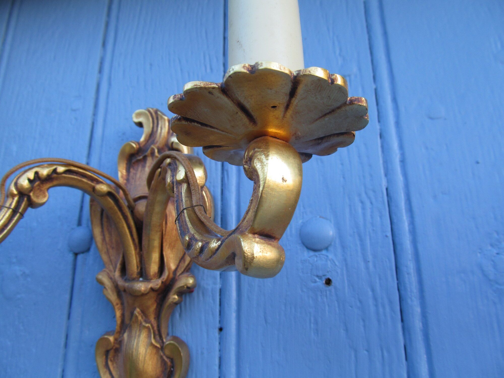 Louis XV style Bronze Brass twin arm wall lights
