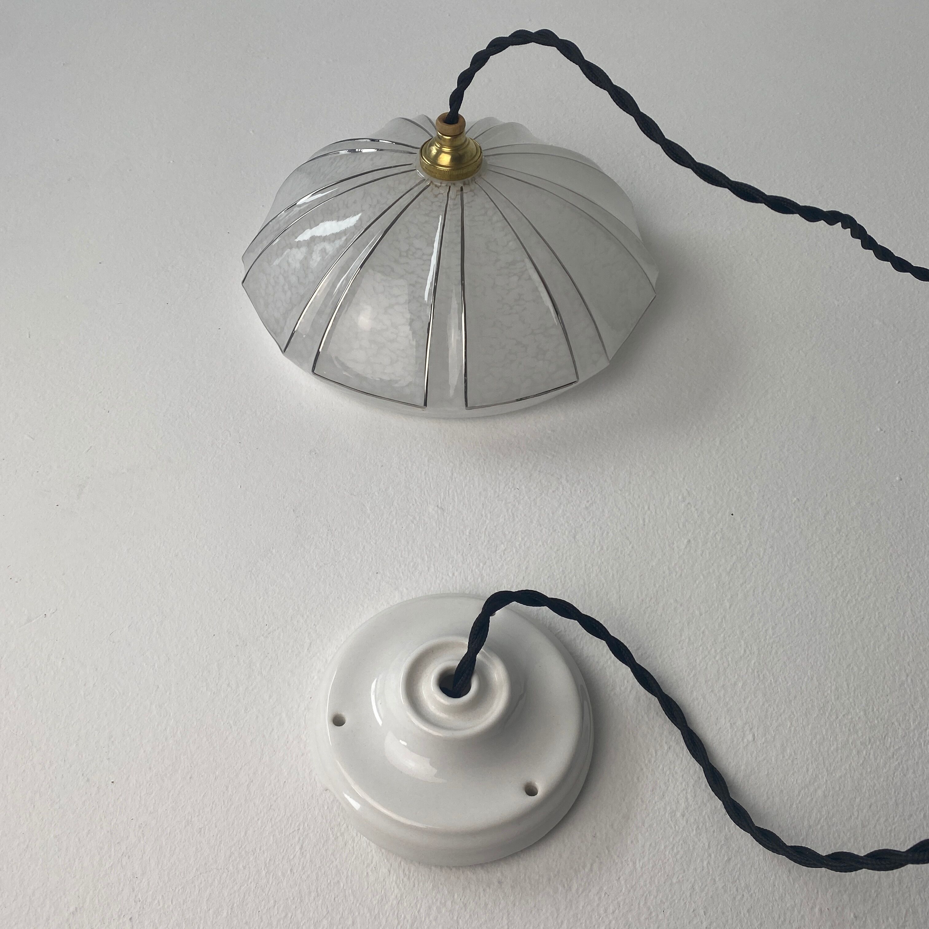 Pair of vintage art-deco pendant lamps