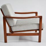 Scandinavian restored armchair Baczyk, 1960s,light grey fabric