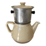 Old Filter Coffee Maker or Teapot in Beige Earthenware and Stainless Steel - RIO Brand