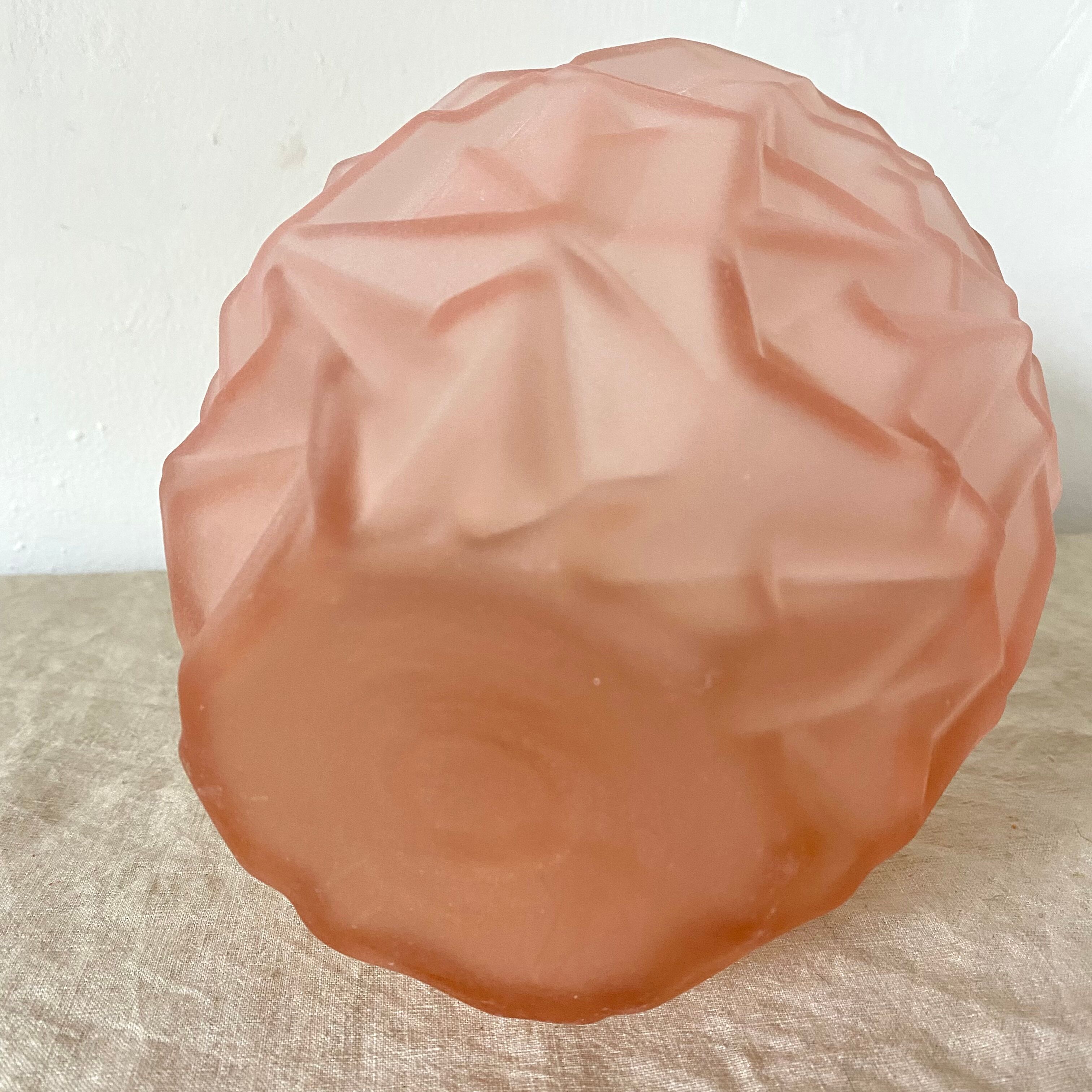 Art Deco vase in pink frosted glass