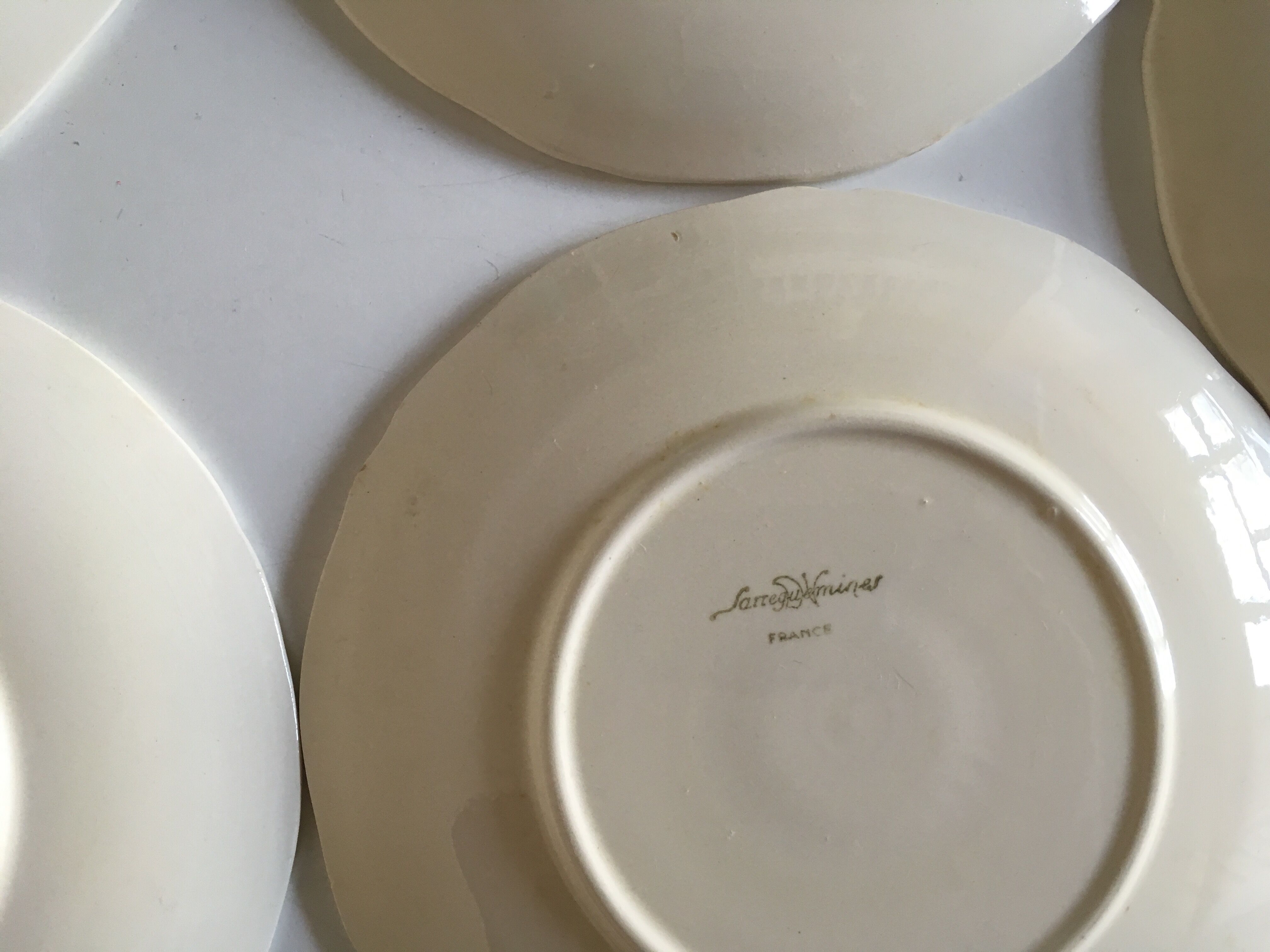 Dessert plates 19cm faience Sarreguemines ivory with godrons