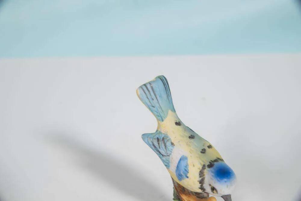 Vintage porcelain bird Blue Tit