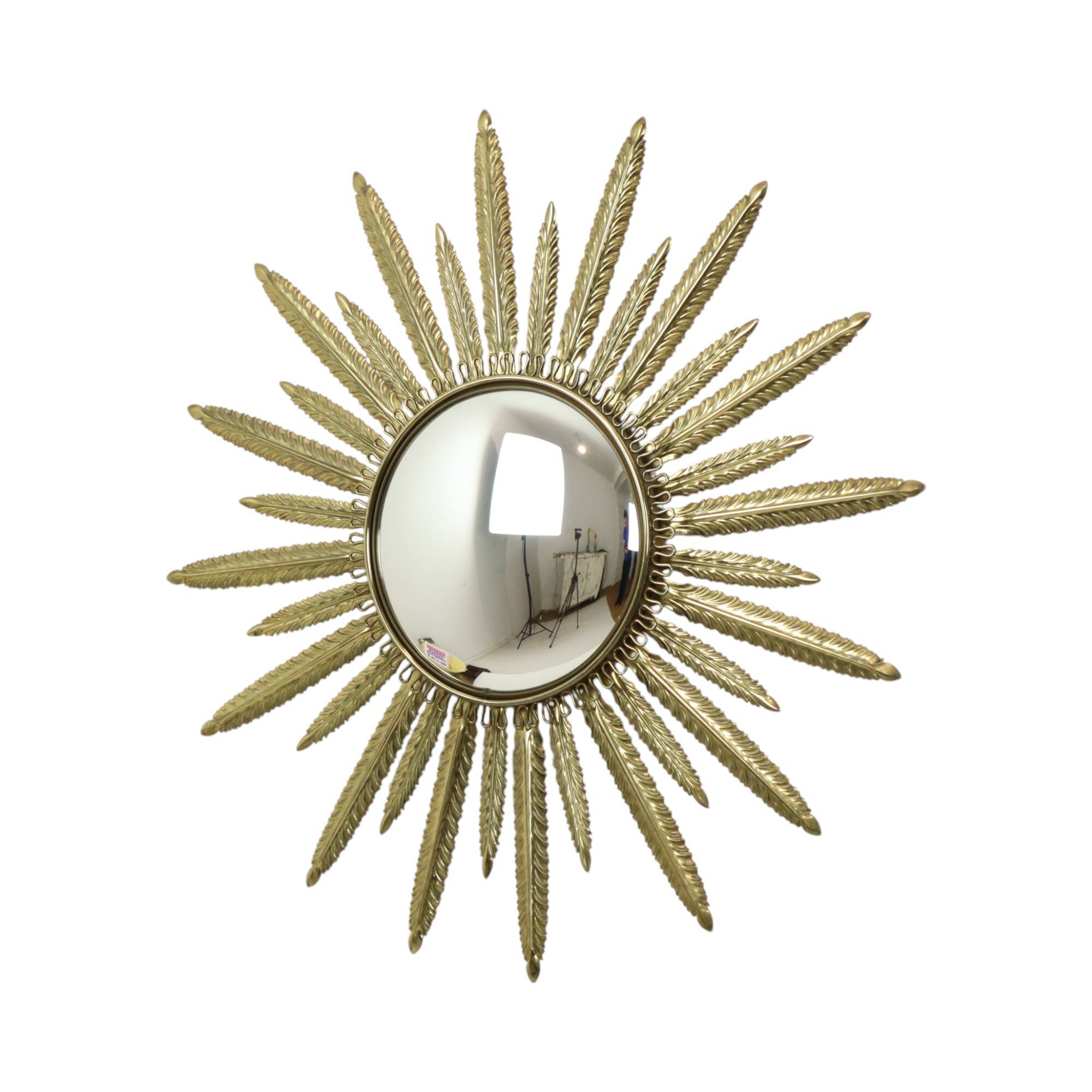 Mid Century Copper Plated Metal Sun Mirror Deknudt Convex 55cm