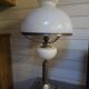 Notary lamp, white opaline, patinated metal and marble.