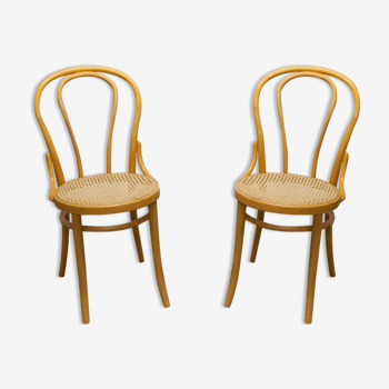 Pair of chairs cannage curved wood 1990
