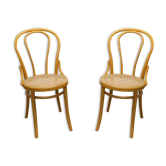 Pair of chairs cannage curved wood 1990