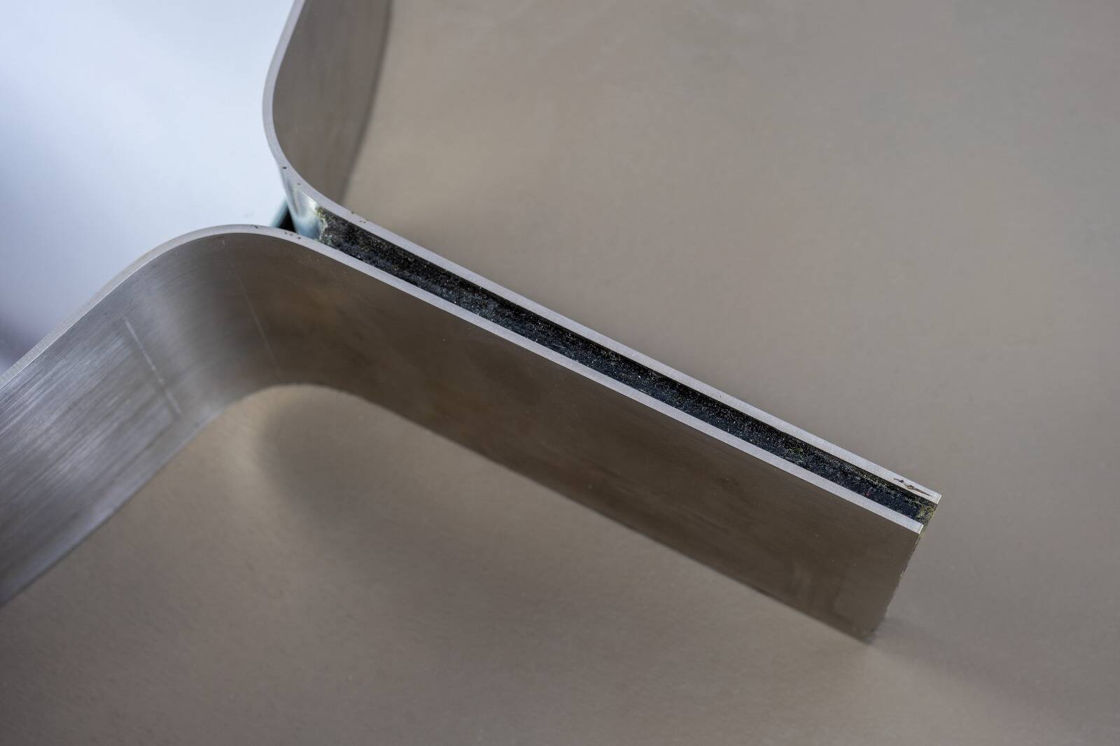 Xavier Feal brushed steel round mirror, 1970s