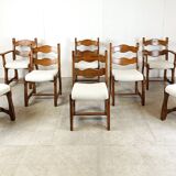 Vintage brutalist dining chairs, set of 8 - 1960s