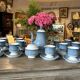 English stoneware tea service denby england 12 pale blue and white castille model
