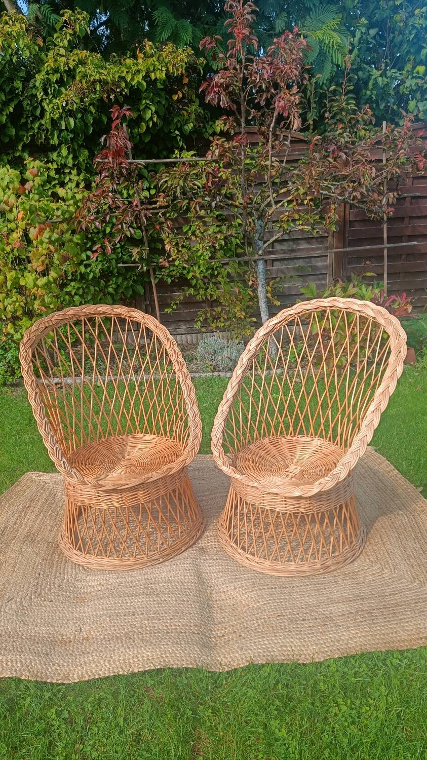 Rattan and wicker basket chairs