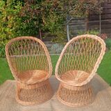 Rattan and wicker basket chairs