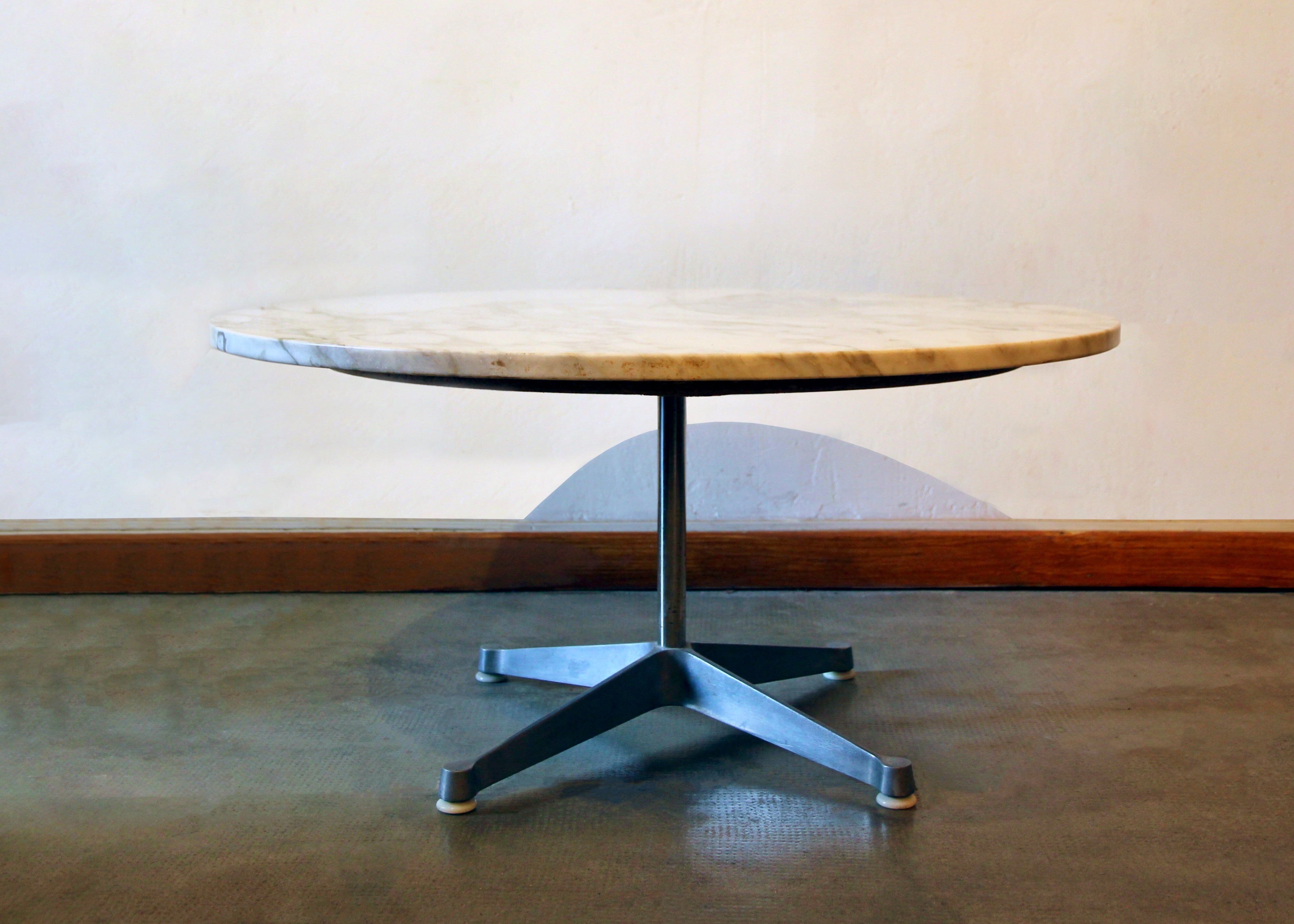 Round coffee table with marble top