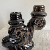 Pair of Vallauris iridescent ceramic candle holders