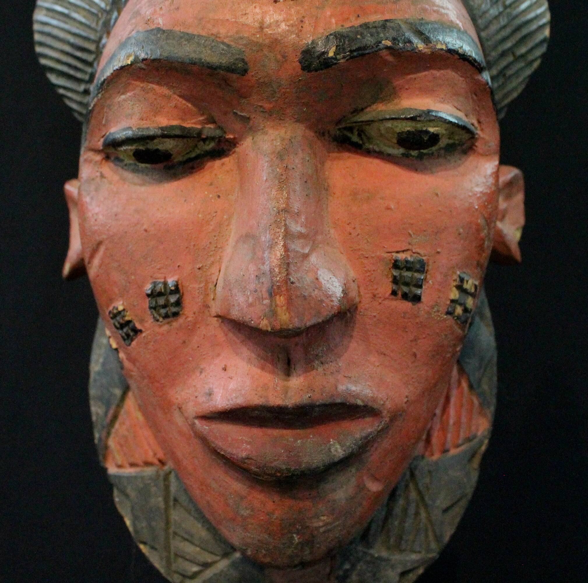 Art Africain - Authentique Masque Passeport de Protection Baoulé - 27 cm