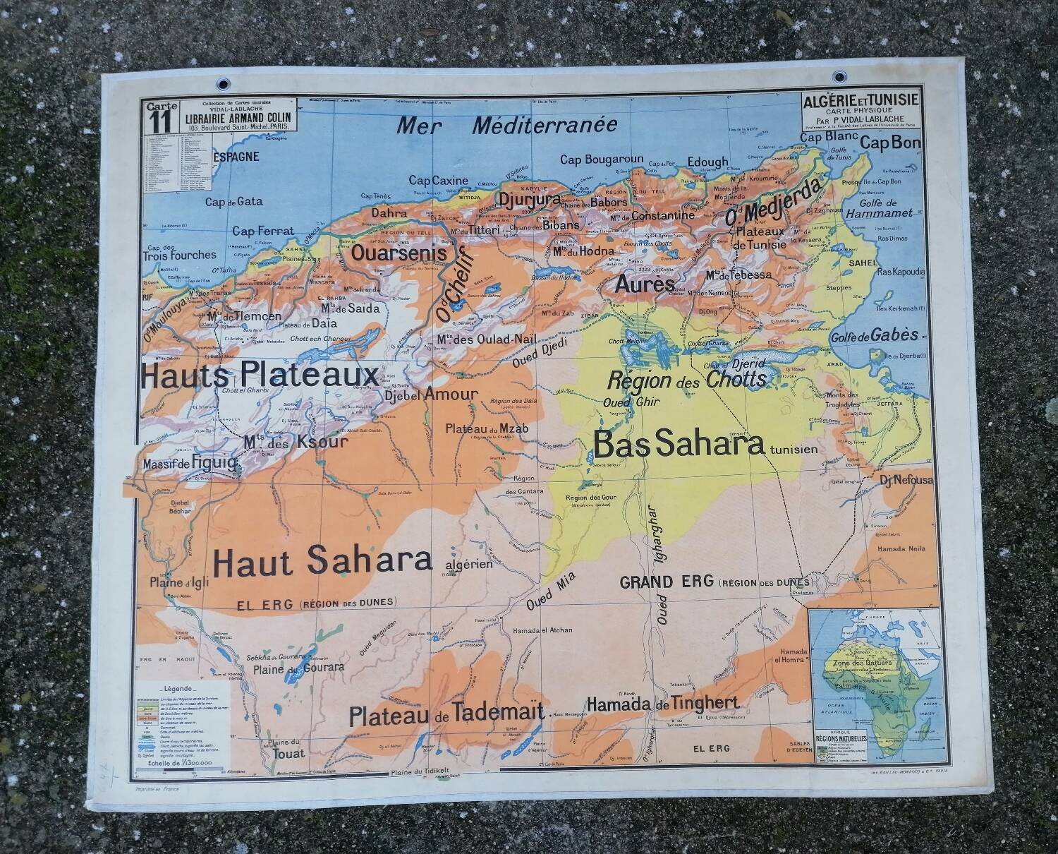 Old Vidal Lablache map N°11 Algeria Tunisia Sahara