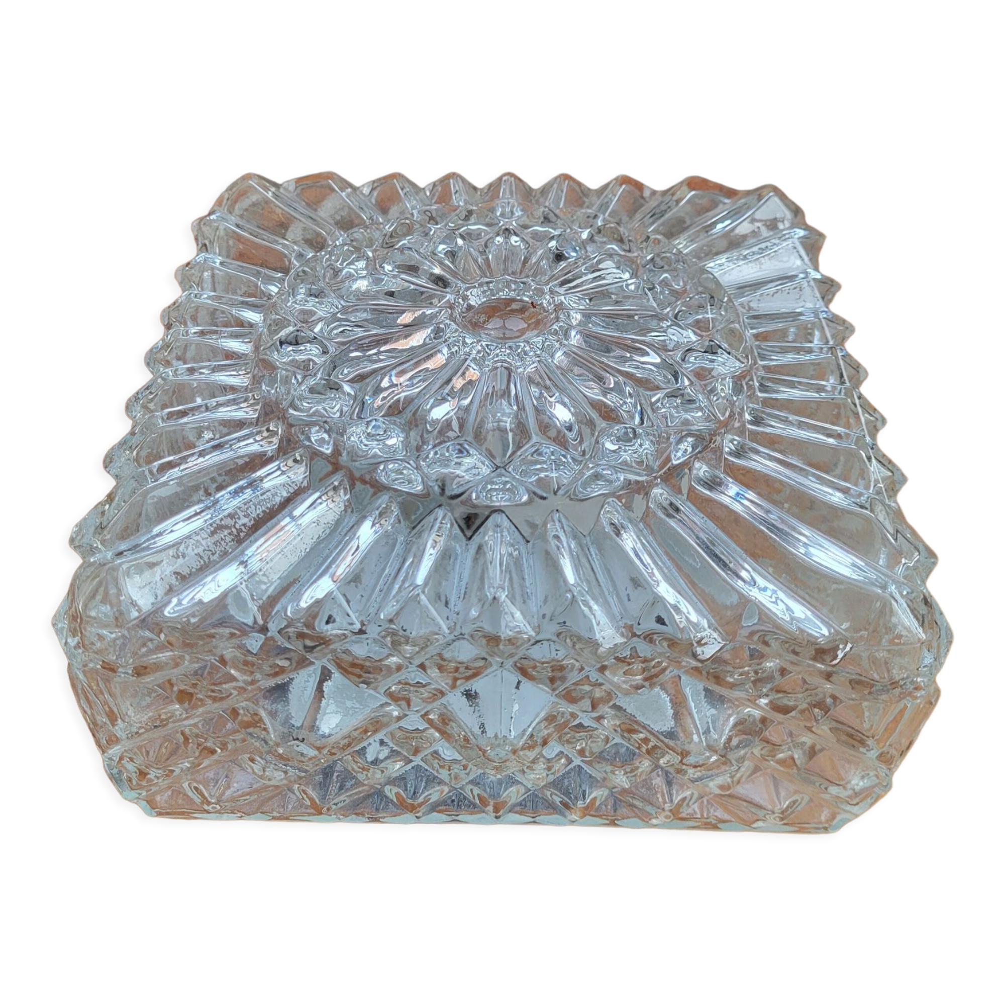 Square cast glass ceiling lamp