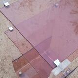 Transparent and smoked two-tone plexiglass console on wheels, 70 years