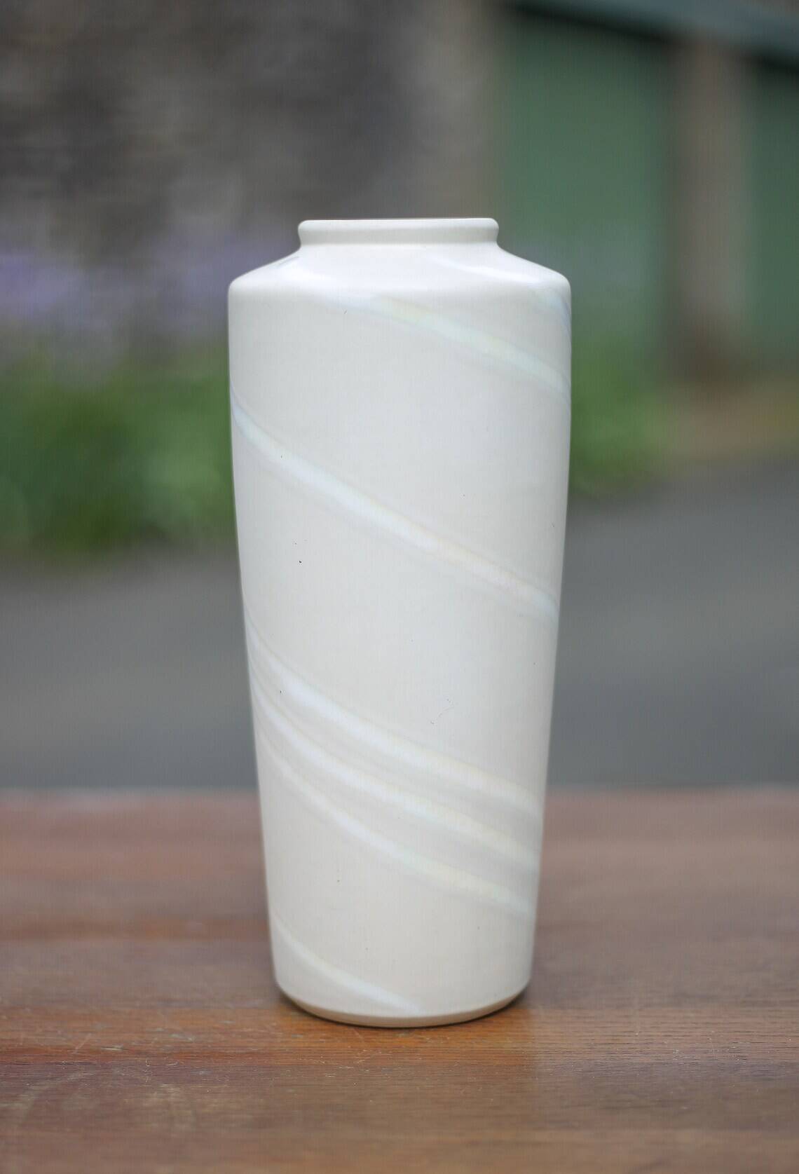 Vintage West Germany 69025 ceramic vase white with iridescent ribbon, collection, decorative vase