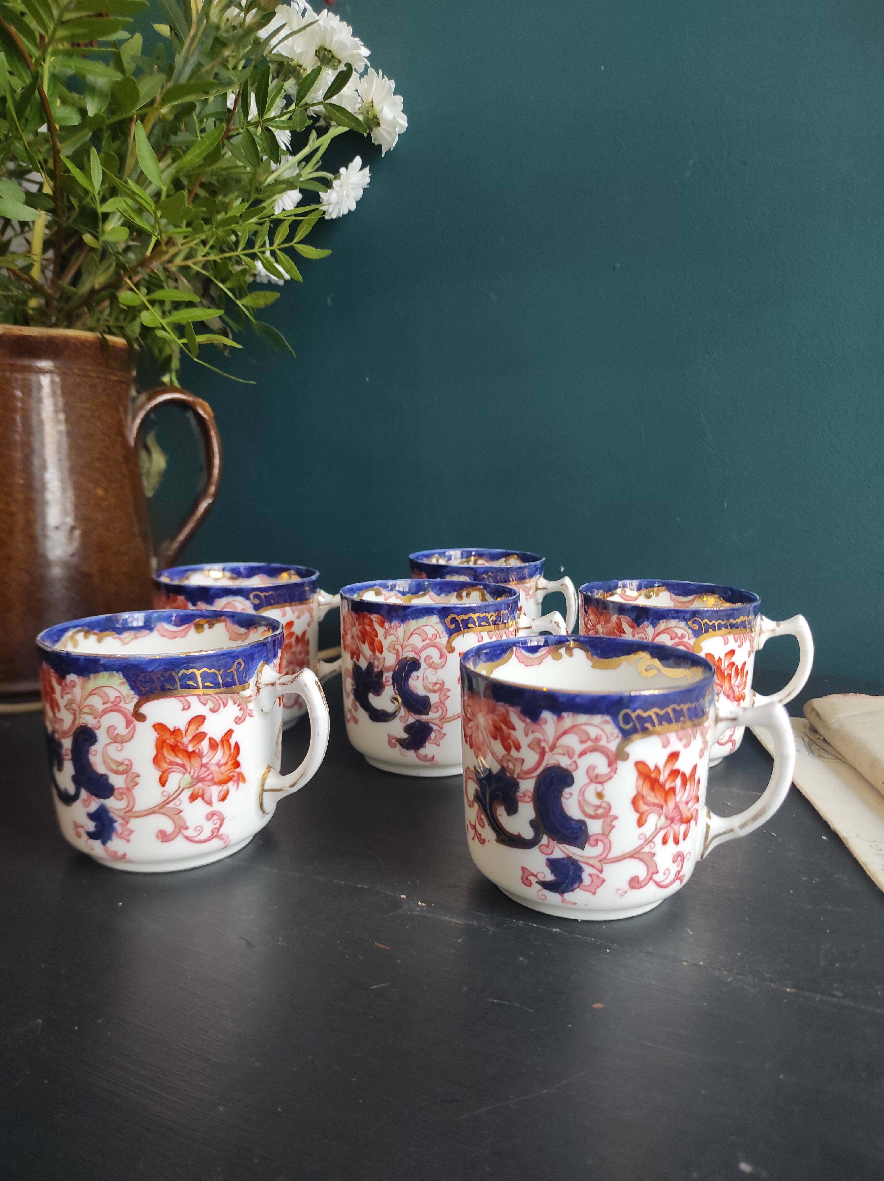 Antique Adderley & Co Lisbon pattern bon china set of 6 tea cups