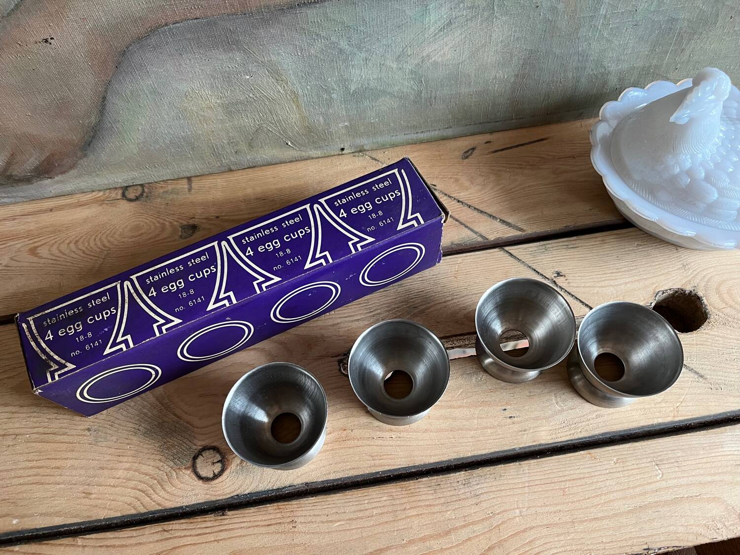 4 coquetiers vintage acier inoxydable - emballage d’origine