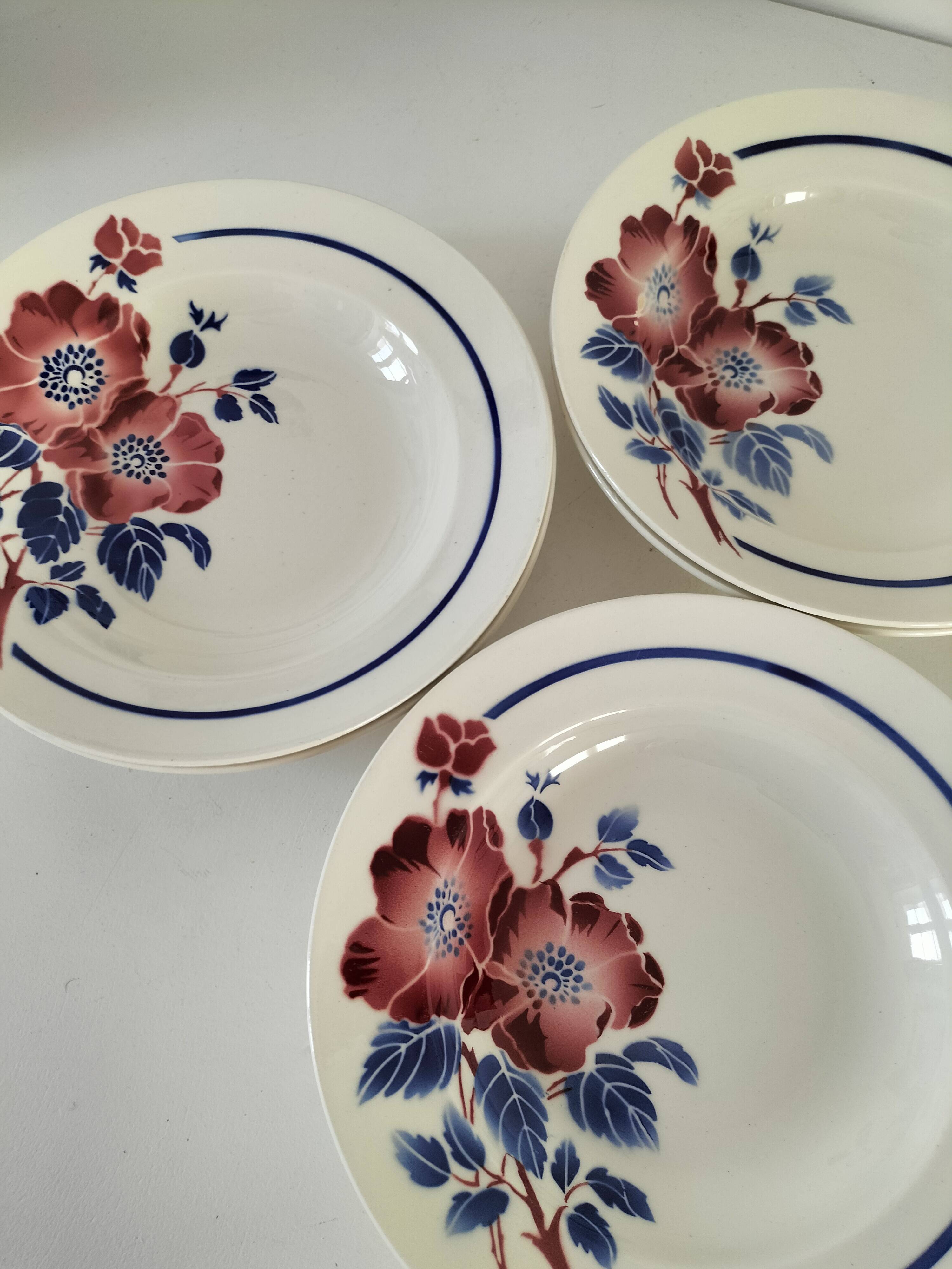 6 antique deep plates K & G Lunéville – Régine model, 1960s