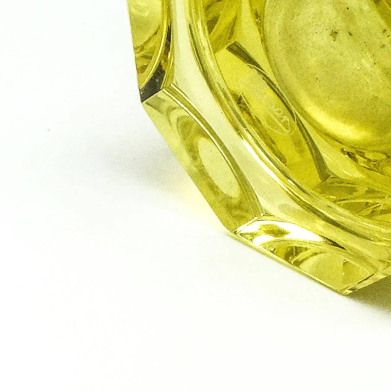 Art Deco vase, yellow crystal, design by J. Hoffmann, Moser, Czechoslovakia, 1930s