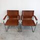 Paire de chaises visiteurs Bauhaus en cuir par Mart Stam, Matteo Grassi