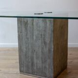 Saporiti. Brutalist and minimalist glass and concrete desk. 1970s.