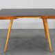 Table basse en hêtre et en verre opaque, années 1960, Tchécoslovaquie