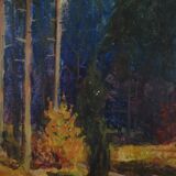 Tableau « La forêt d'automne », design scandinave, années 1960