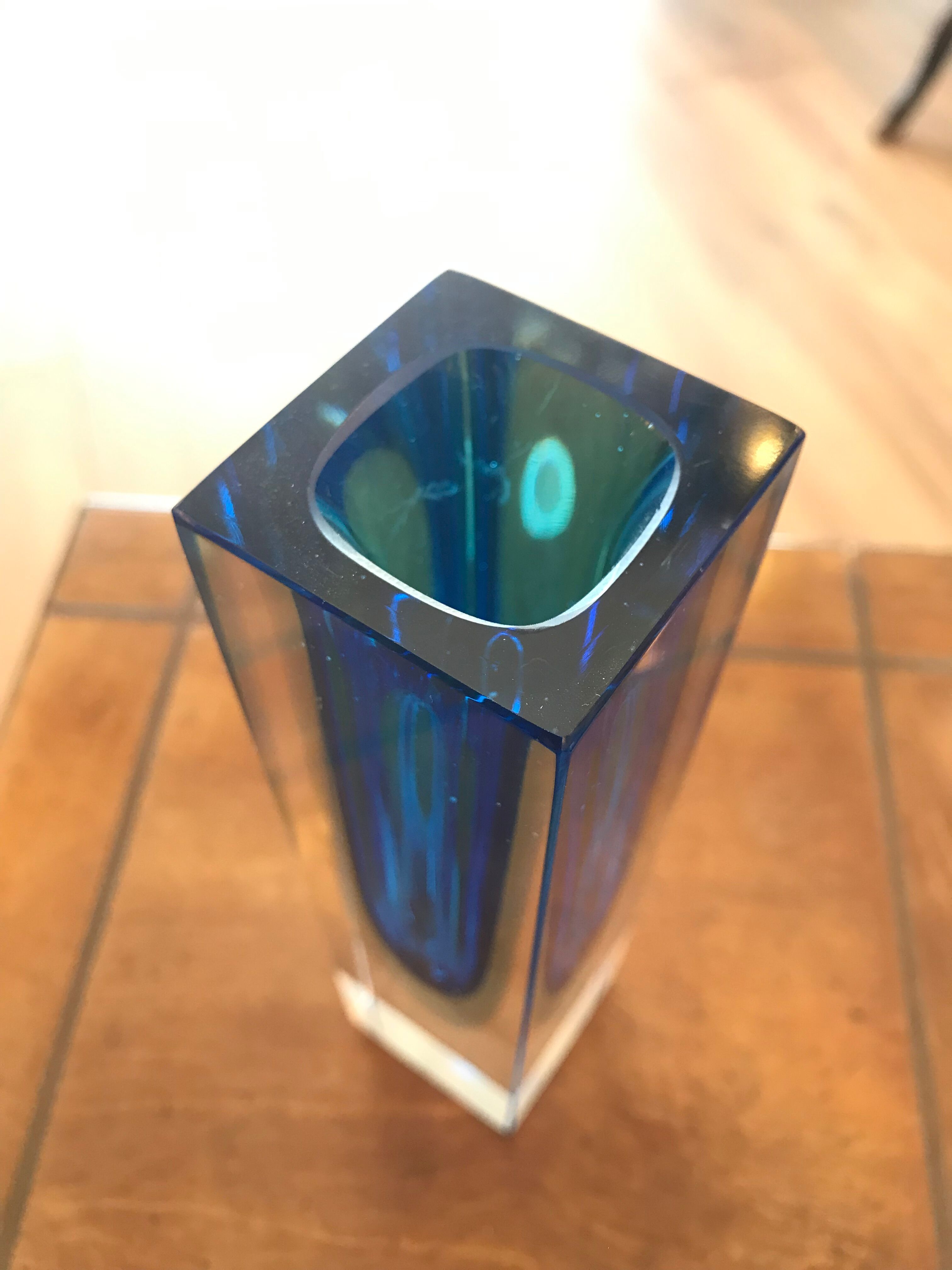 Blue Sommerso Murano vase
